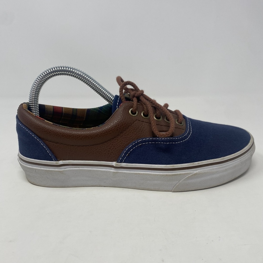 Vans off the Wall Blue and Brown Low Top Faux Leather Sneakers Size M 6.5 W 8